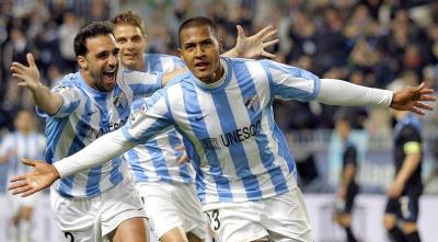 Rondón, celebrando un gol con el Málaga.