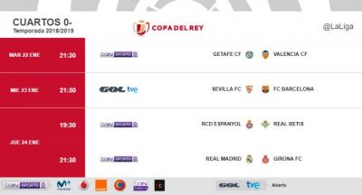 Horarios partidos de ida de Copa del Rey