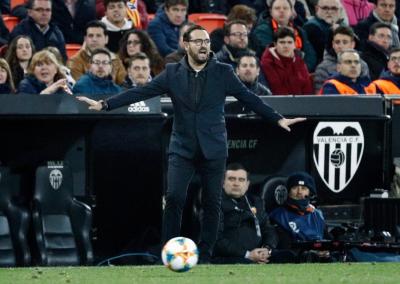 Bordalás, en el Valencia-Getafe de la Copa del Rey en Mestalla.