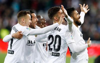 Garay celebra su último gol con el Valencia CF (Foto: Valencia CF)