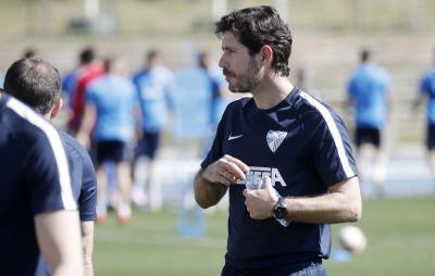 Víctor, en un entrenamiento en el Ciudad de Málaga.