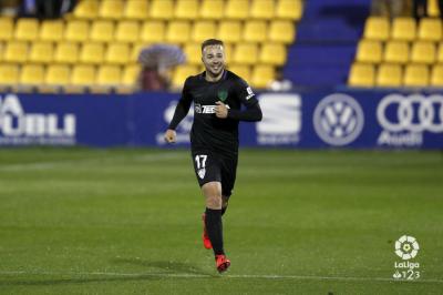 Ontiveros, tras marcar el 0-1 en Santo Domingo (Foto: LaLiga).