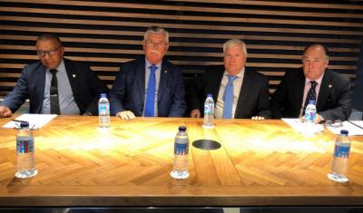 Ben Barek, Martín Aguilar, Aguilera y Olmedo, en una Junta General de Accionistas (Foto: Málaga CF).