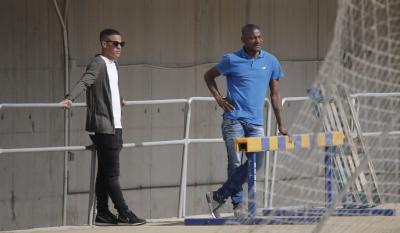 Catanha, en el entrenamiento del Málaga.