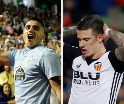 Maxi Gómez y Santi Mina, delanteros de Celta y Valencia.