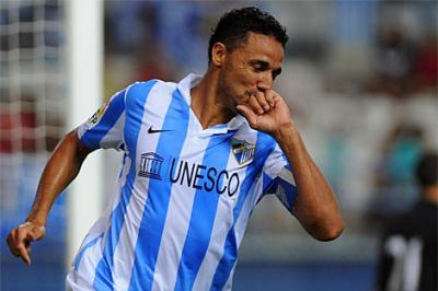 Weligton, celebrando un gol con el Málaga (Foto: EFE).