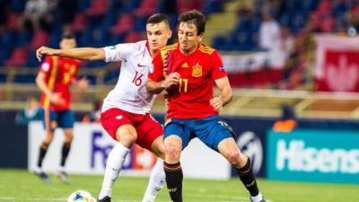 Oyarzabal, durante un lance del partido ante Polonia.