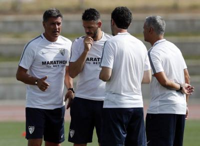 Demichelis, en su etapa como ayudante de Míchel en el Málaga.