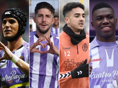 Luismi Sánchez, Antonio Domínguez, Chris Ramos y Stiven Plaza, con el Real Valladolid.