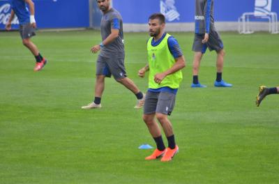 Portu, en el primer entrenamiento de la Real. (Foto: Giovanni Batista)