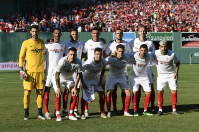 Alineación del Sevilla ante el Liverpool (Foto: SFC).