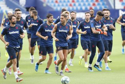 El equipo en un entrenamiento. 