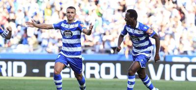 Aketxe celebra su primer gol con el Deportivo. (Foto: RC Deportivo)