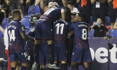 Celebración del Levante tras un gol. 