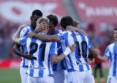 Los jugadores de la Real Sociedad celebran uno de sus goles esta temporada (Foto: LaLiga).