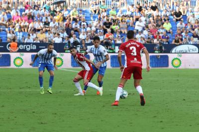 Renato durante el Málaga-Almería (Foto: Paco Rodríguez).