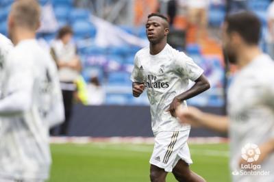 Vinícius, durante el calentamiento del partido ante el Levante (Foto: LaLiga). 