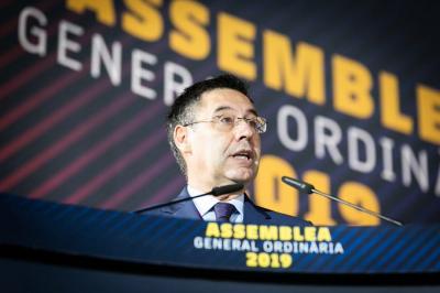 Bartomeu, durante la asamblea (Foto: FCB9.