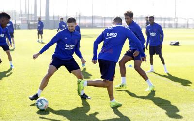 Lenglet, en un entrenamiento del Barça (Foto: FC Barcelona).
