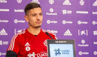 Javi Sánchez, en sala de prensa (Foto: Real Valladolid).