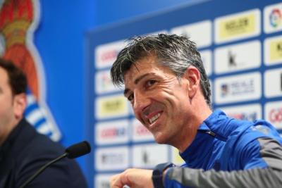 Imanol Alguacil, en la sala de prensa de Zubieta (Foto: Real Sociedad).