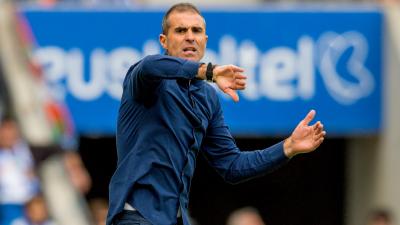 Gaizka Garitano, durante el derbi ante la Real Sociedad (Foto: ATH).