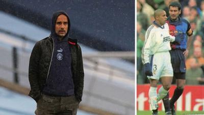 Pep Guardiola, durante el Manchester City-Arsenal y en una pelea con Roberto Carlos en un Clásico.