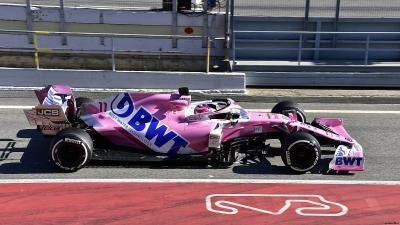 El Racing Point del 'Checo' Pérez, en Montmeló.
