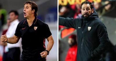 Julen Lopetegui y Pablo Machín entrenando al Sevilla.
