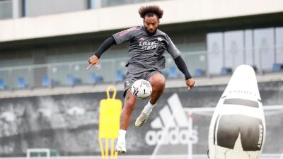 Marcelo, en un entrenamiento con el Real Madrid (Foto: RMCF).