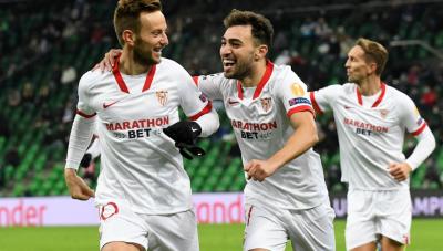 Rakitic y Munir, los goleadores del Sevilla en Krasnodar (Foto: SFC).