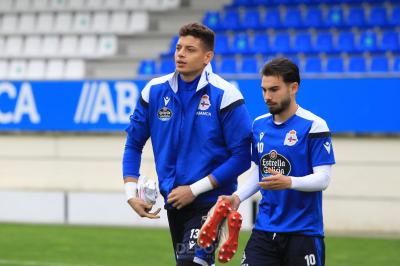 Lucho García y José Lara durante un entrenamiento con el Dépor (Foto: RCD).