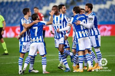 Ander Barrenetxea celebra su gol en el Real Sociedad-Osasuna (Foto: LaLiga).