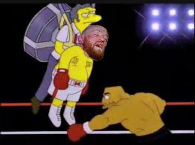 Uno de los montajes con la cara de McGregor derrotado.