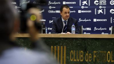 José María Muñoz, en su última rueda de prensa (Foto: Málaga CF).