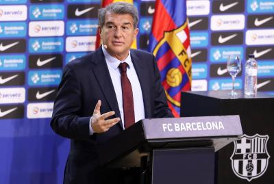 Joan Laporta, en una comparecencia del Barcelona (Foto: Cordon Press).