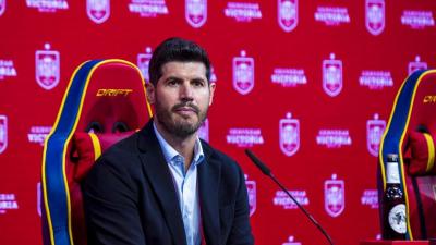 Albert Luque, en una rueda de prensa en al Federación.