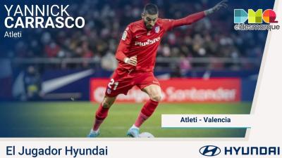 Yannick Carrasco, Jugador Hyundai del Atlético de Madrid-Valencia.
