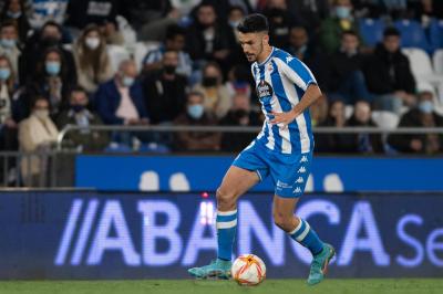 Alberto Quiles durante un partido con el Dépor en Riazor (Foto: RCD).