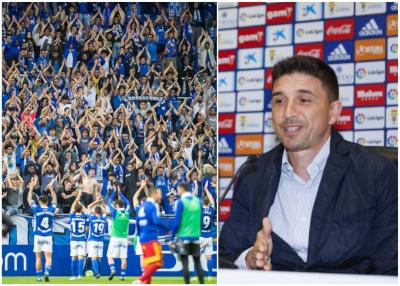 Imágenes de la afición del Real Oviedo y Rubén Reyes. (Montaje: ElDesmarque)