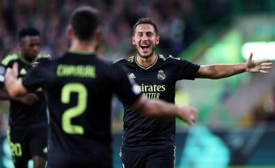 Eden Hazard celebra su gol en el Celtic-Real Madrid (Foto: EFE).