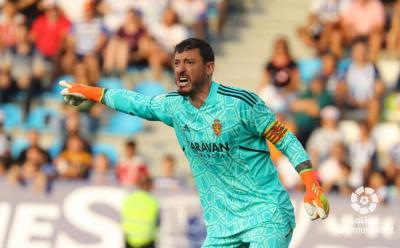 Cristian Álvarez, durante el Ponferradina-Real Zaragoza (Foto: LaLiga).