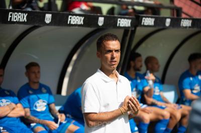 Borja Jiménez, entrenador del Deportivo, en Mérida (Foto: RCD)