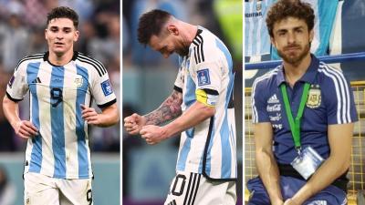 Julián Álvarez, Messi y Aimar.
