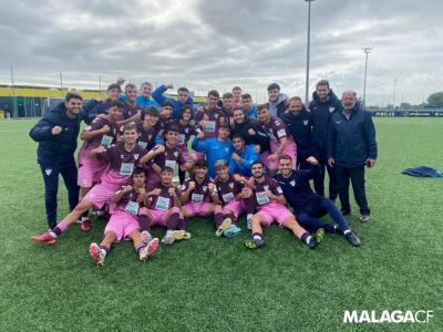 El Málaga Juvenil, tras ganar al Cádiz en la Copa del Rey (Foto: MCF).