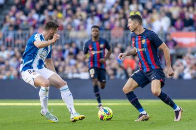Robert Lewandowski, en el Barcelona-Espanyol (Foto: Cordon Press).