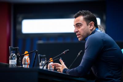 Xavi Hernández, en sala de prensa (Foto: FCB).