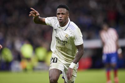 Vinícius celebra su gol en el Real Madrid-Atlético de Copa (Foto: Cordon Press).