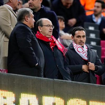 Pepe Castro y Del Nido Carrasco, junto a Laporta (Foto: SFC).