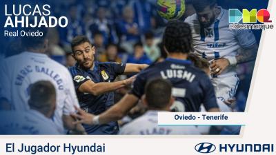 Lucas Ahijado, el Jugador Hyundai del Real Oviedo-Tenerife.